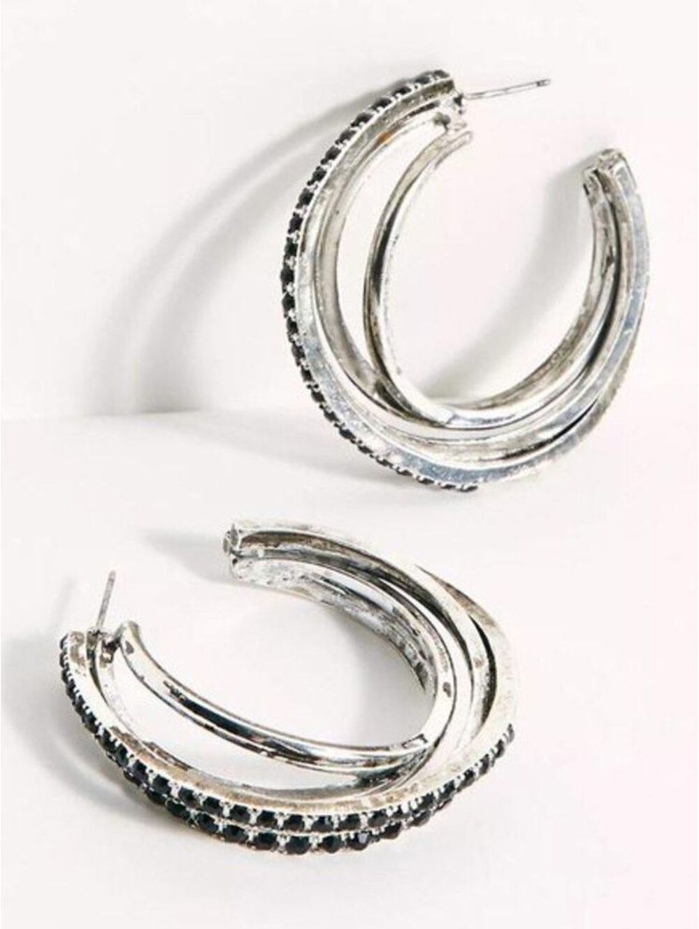 Free People Up All Night Hoop Earrings Silver